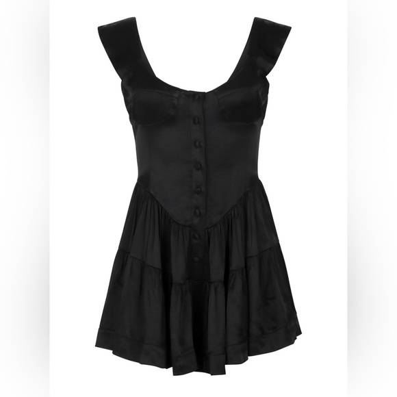 Vanessa Mooney Tops - Vanessa Mooney The Elizabeth Romper black Satin Dress Size Small